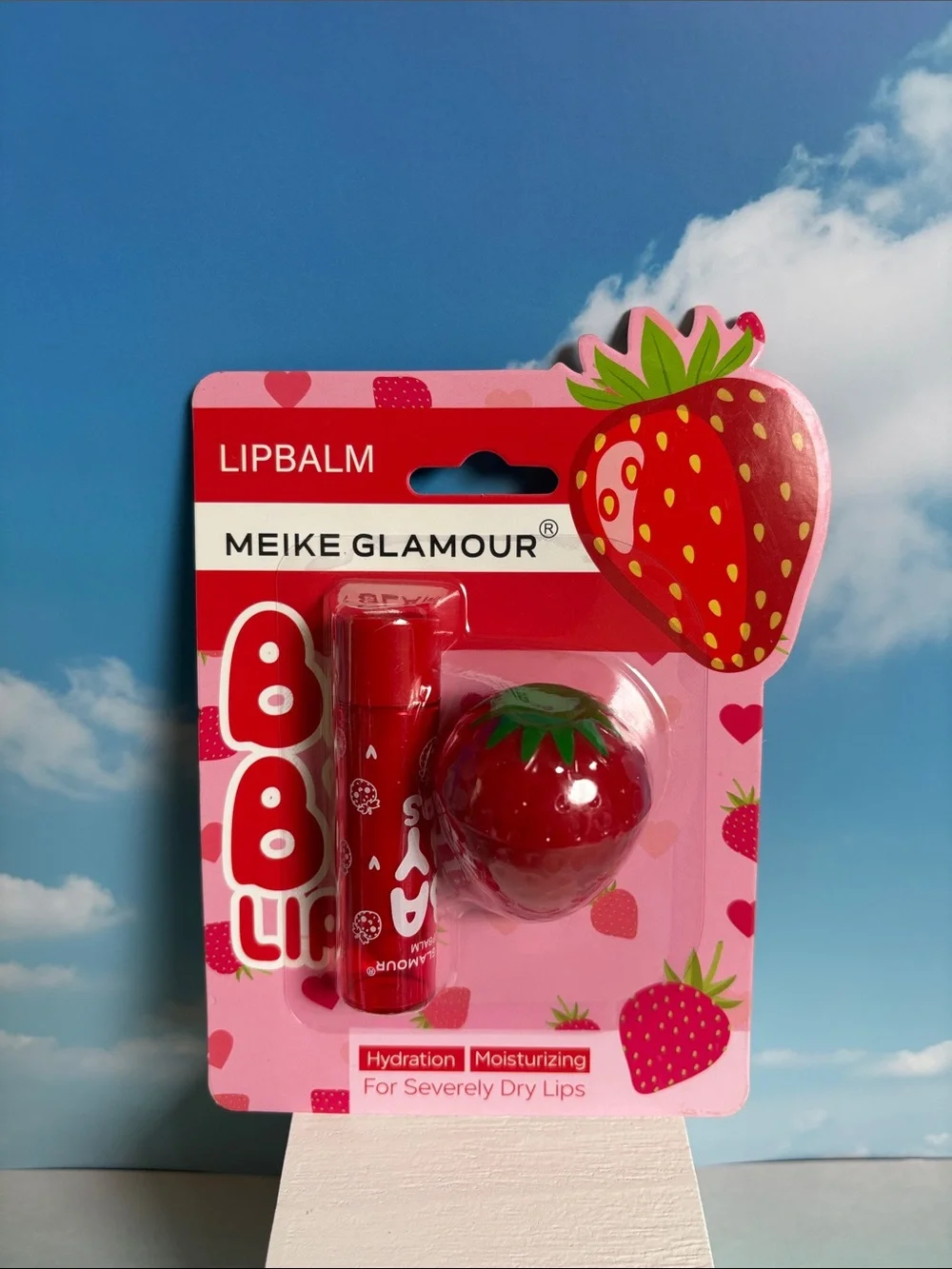 Glamour Red Strawberry Lip‎ Balm Set